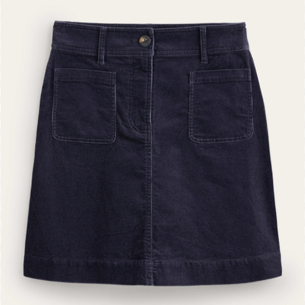 Boden Navy Denim Front Pocket Skirt US 14 Long